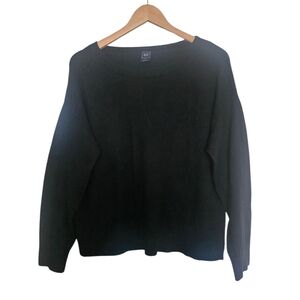 Gap Women's Black Classic Preppy Crew Neck Wool Blend Sweater, Size XL
